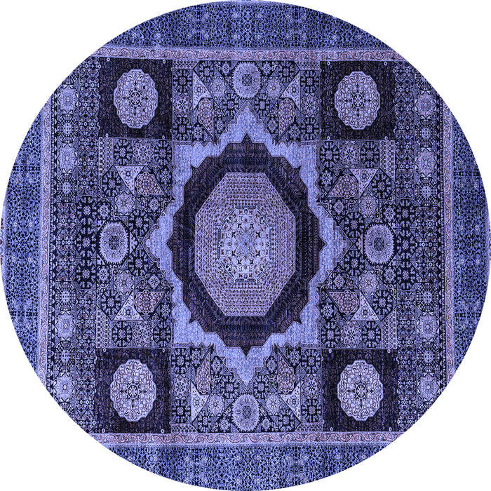 Round Abstract Blue Modern Rug, abs4150blu