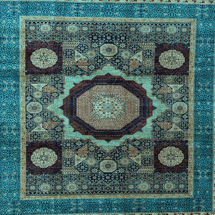 Square Abstract Light Blue Modern Rug, abs4150lblu