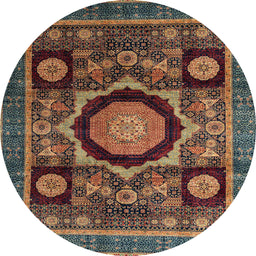 Round Abstract Red Modern Rug, abs4150