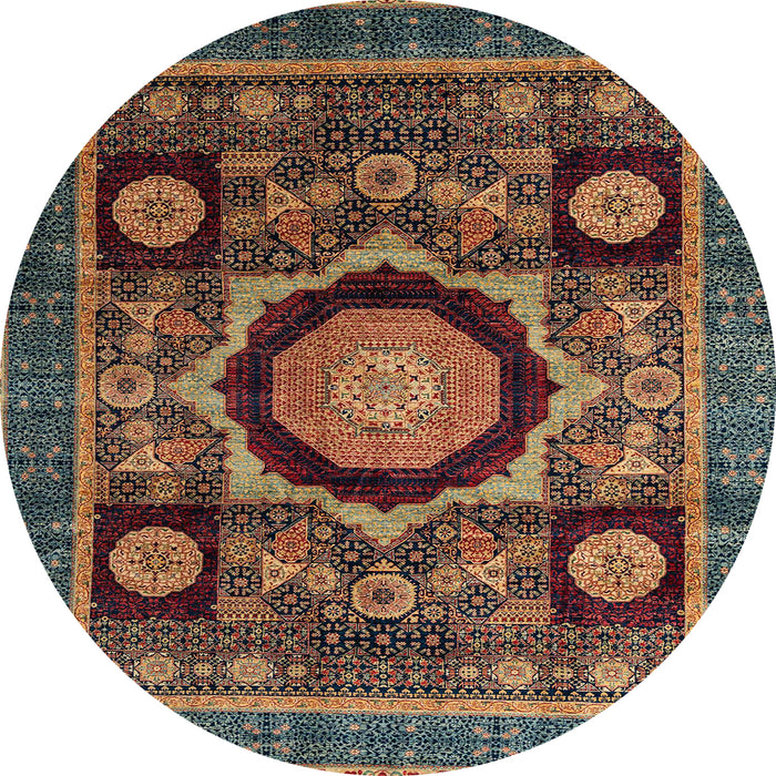 Round Abstract Red Modern Rug, abs4150