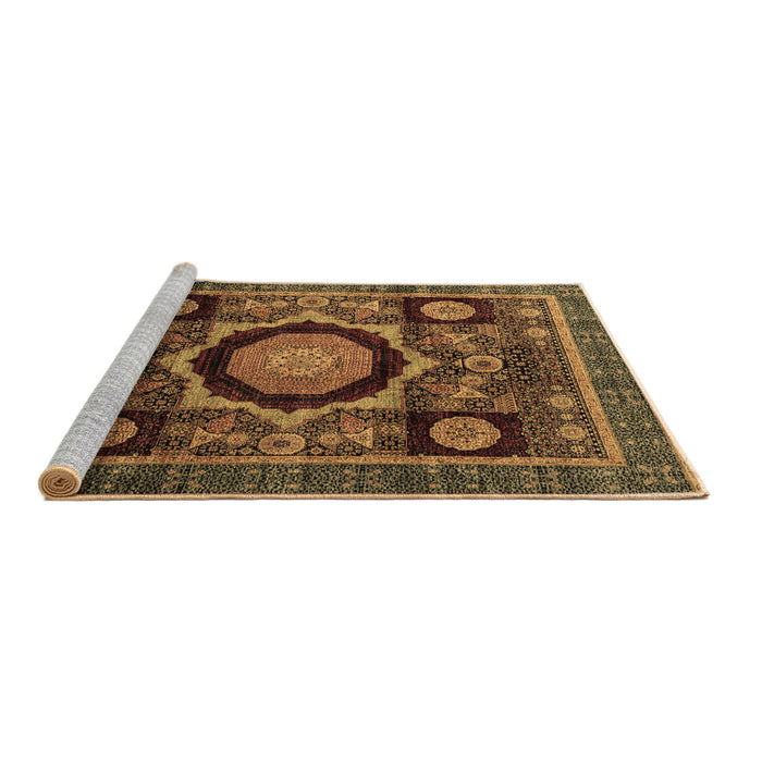 Sideview of Machine Washable Abstract Brown Modern Rug, wshabs4150brn