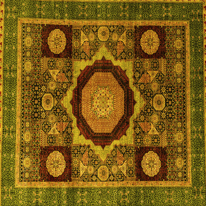 Square Abstract Yellow Modern Rug, abs4150yw