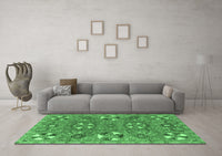 Machine Washable Abstract Emerald Green Modern Rug, wshabs4151emgrn