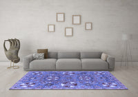 Machine Washable Abstract Blue Modern Rug, wshabs4151blu