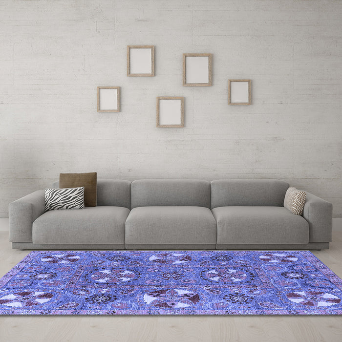 Machine Washable Abstract Blue Modern Rug in a Living Room, wshabs4151blu