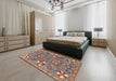 Abstract Gunmetal Gray Modern Rug in a Bedroom, abs4151