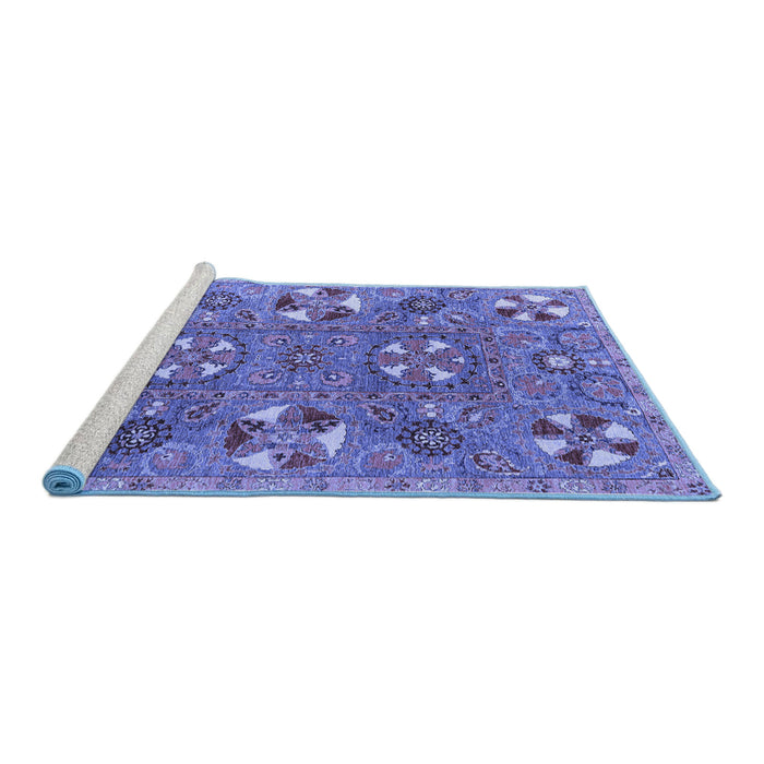 Sideview of Machine Washable Abstract Blue Modern Rug, wshabs4151blu