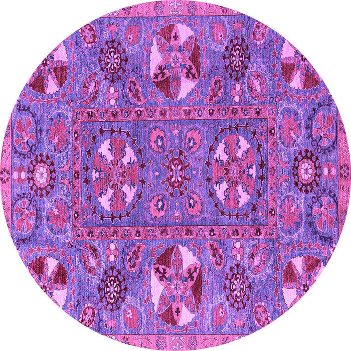 Round Machine Washable Abstract Purple Modern Area Rugs, wshabs4151pur