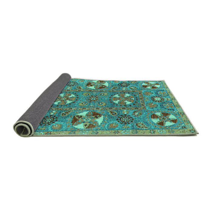 Sideview of Abstract Turquoise Modern Rug, abs4151turq
