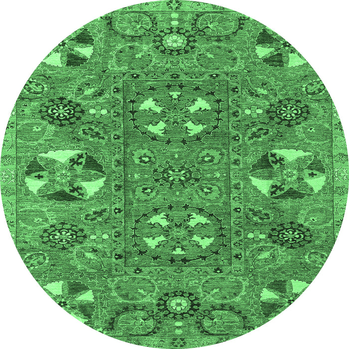 Round Abstract Emerald Green Modern Rug, abs4151emgrn