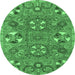 Round Abstract Emerald Green Modern Rug, abs4151emgrn