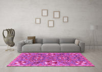 Machine Washable Abstract Pink Modern Rug, wshabs4151pnk