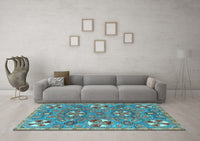 Machine Washable Abstract Light Blue Modern Rug, wshabs4151lblu