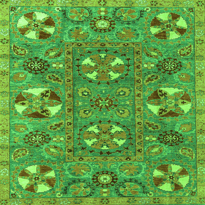 Square Machine Washable Abstract Green Modern Area Rugs, wshabs4151grn