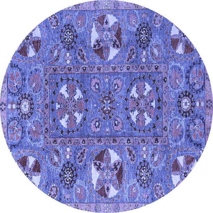 Round Machine Washable Abstract Blue Modern Rug, wshabs4151blu