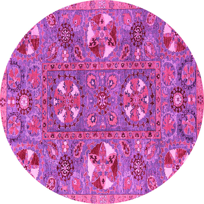 Round Machine Washable Abstract Pink Modern Rug, wshabs4151pnk