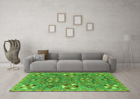 Machine Washable Abstract Green Modern Rug, wshabs4151grn