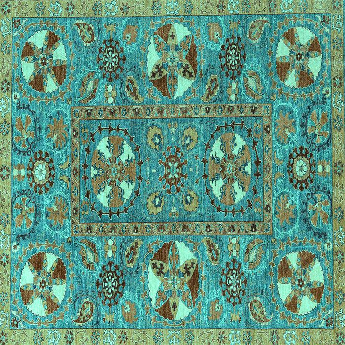 Square Machine Washable Abstract Turquoise Modern Area Rugs, wshabs4151turq