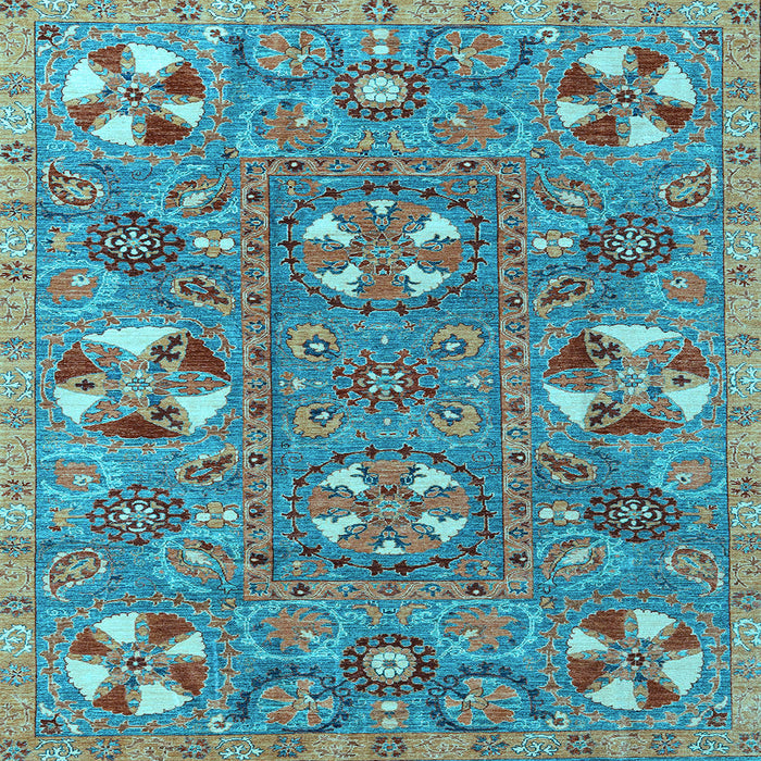 Square Abstract Light Blue Modern Rug, abs4151lblu