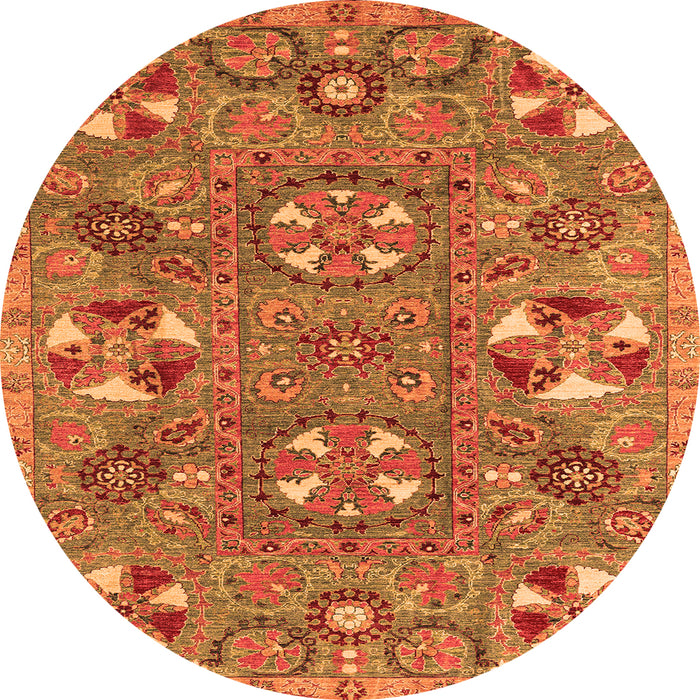 Round Abstract Orange Modern Rug, abs4151org