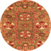 Round Abstract Orange Modern Rug, abs4151org