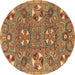 Round Abstract Brown Modern Rug, abs4151brn