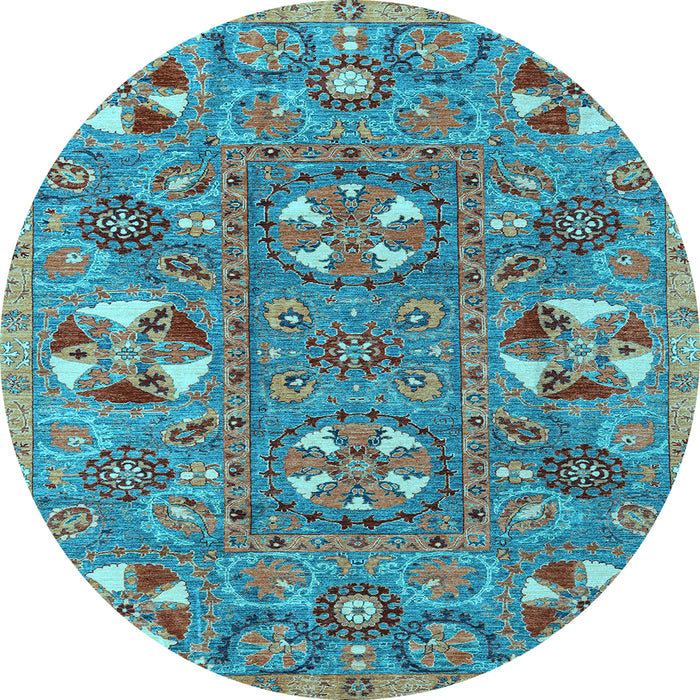 Round Abstract Light Blue Modern Rug, abs4151lblu