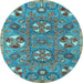 Round Abstract Light Blue Modern Rug, abs4151lblu