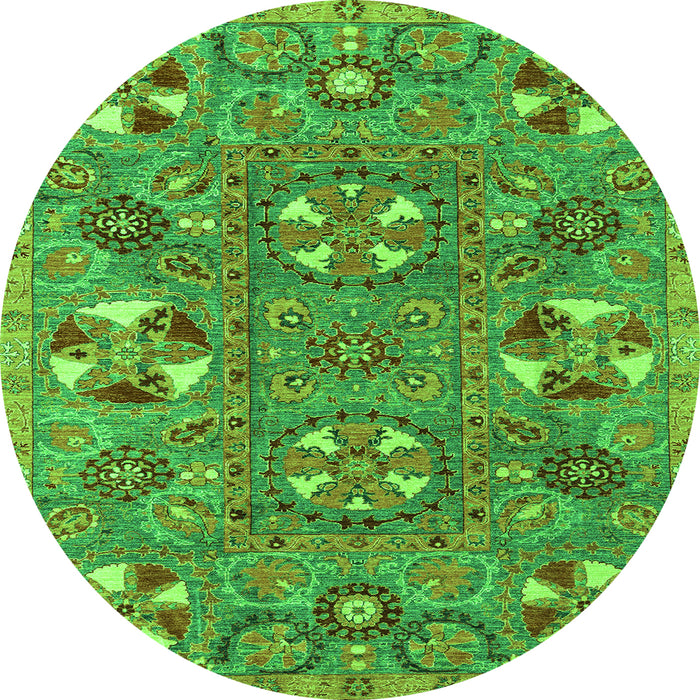 Round Abstract Green Modern Rug, abs4151grn
