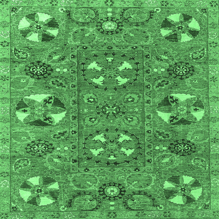 Square Abstract Emerald Green Modern Rug, abs4151emgrn