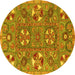 Round Abstract Yellow Modern Rug, abs4151yw