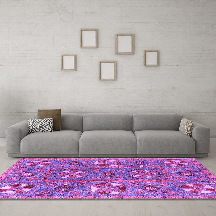 Machine Washable Abstract Purple Modern Area Rugs in a Living Room, wshabs4151pur