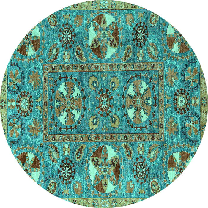 Round Abstract Turquoise Modern Rug, abs4151turq
