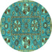 Round Abstract Turquoise Modern Rug, abs4151turq