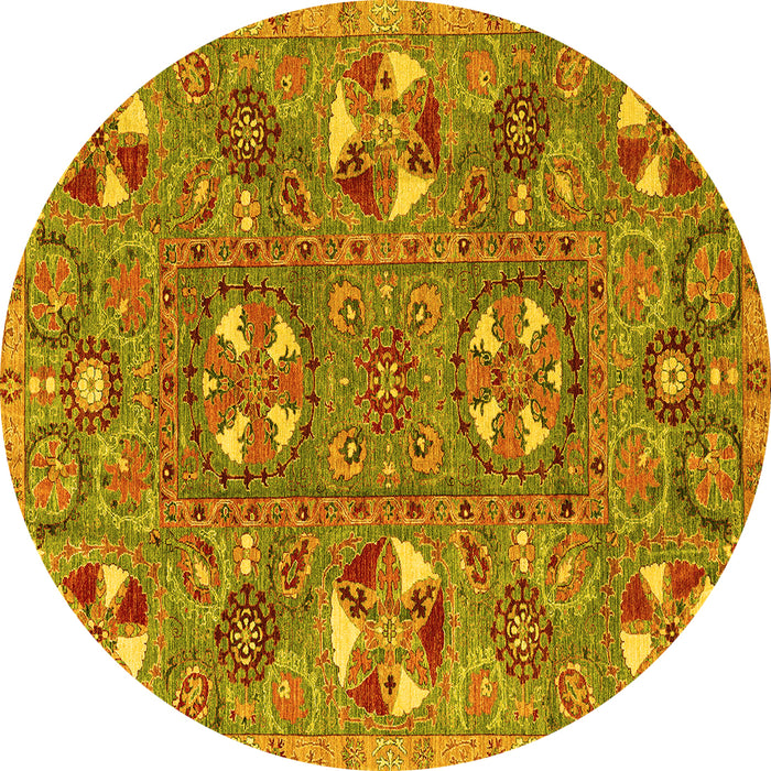 Round Machine Washable Abstract Yellow Modern Rug, wshabs4151yw