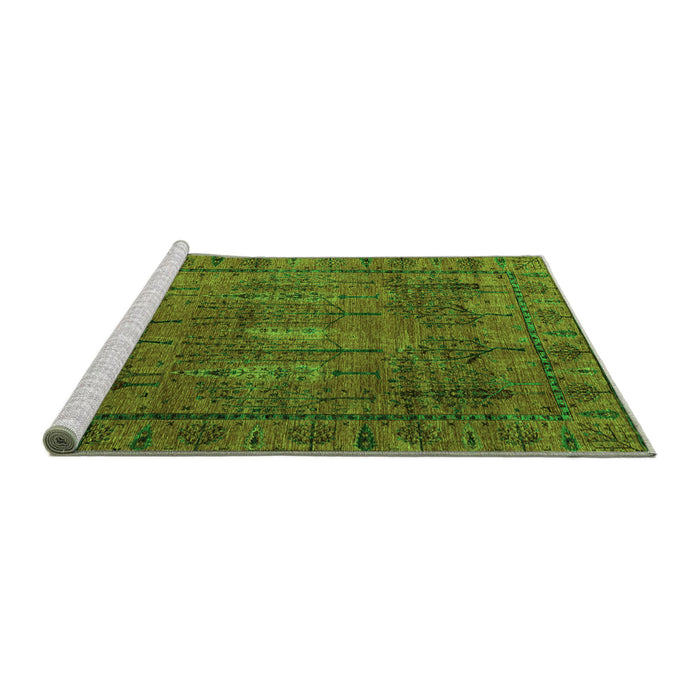 Sideview of Machine Washable Abstract Green Modern Area Rugs, wshabs4152grn