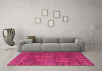 Machine Washable Abstract Pink Modern Rug, wshabs4152pnk