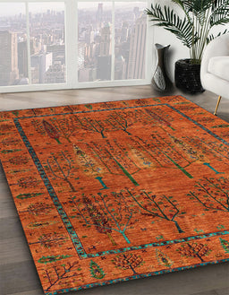 Machine Washable Abstract Red Rug in a Family Room, wshabs4152