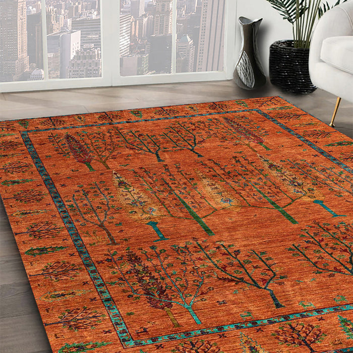 Machine Washable Abstract Red Rug in a Family Room, wshabs4152