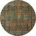 Round Abstract Light Blue Modern Rug, abs4152lblu