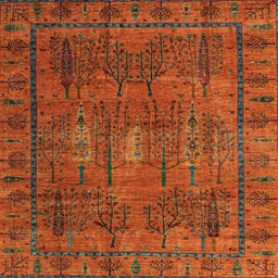 Square Machine Washable Abstract Red Rug, wshabs4152