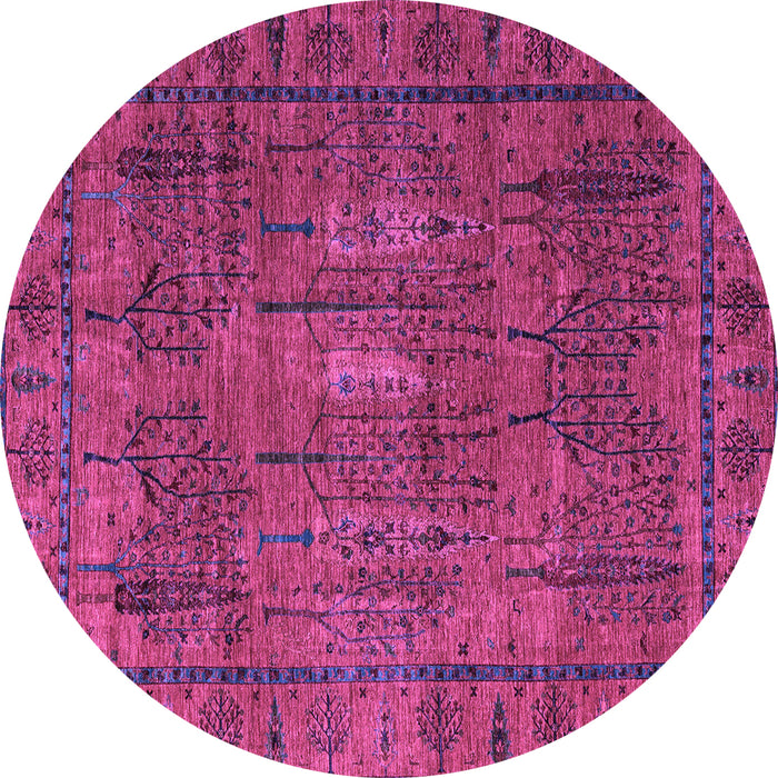 Round Machine Washable Abstract Purple Modern Area Rugs, wshabs4152pur