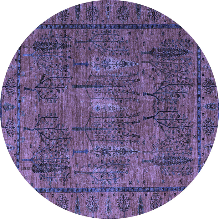 Round Machine Washable Abstract Blue Modern Rug, wshabs4152blu