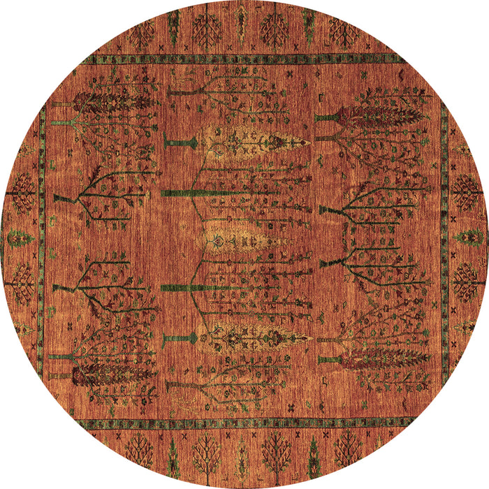 Round Machine Washable Abstract Brown Modern Rug, wshabs4152brn