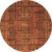 Round Machine Washable Abstract Brown Modern Rug, wshabs4152brn