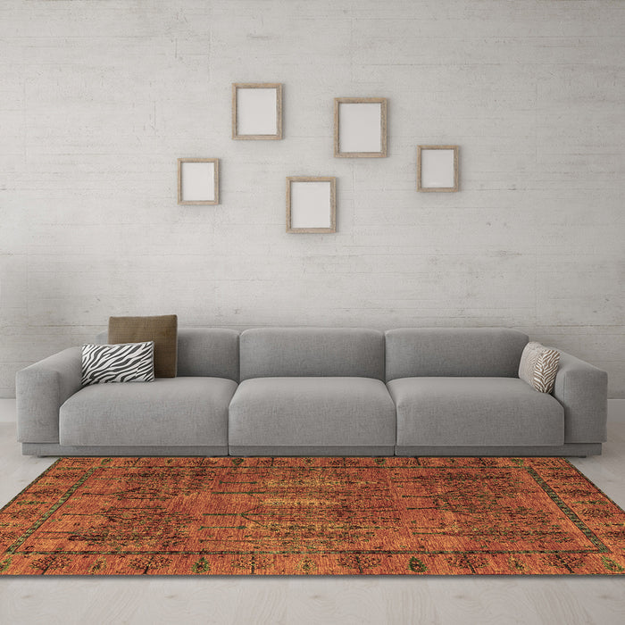 Machine Washable Abstract Brown Modern Rug in a Living Room,, wshabs4152brn