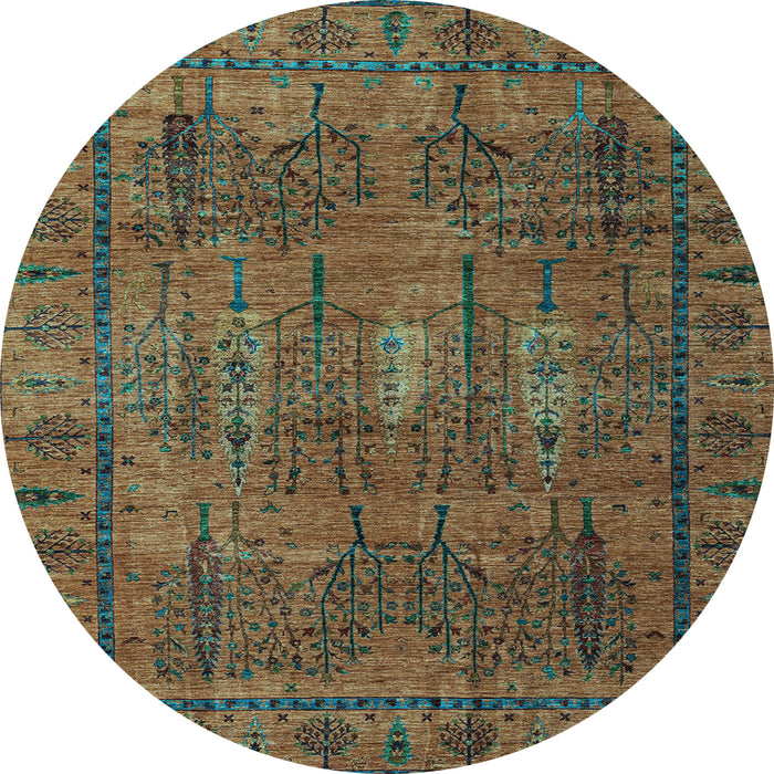 Round Machine Washable Abstract Light Blue Modern Rug, wshabs4152lblu