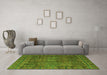 Machine Washable Abstract Green Modern Area Rugs in a Living Room,, wshabs4152grn