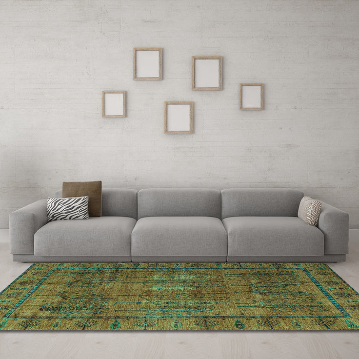 Machine Washable Abstract Turquoise Modern Area Rugs in a Living Room,, wshabs4152turq