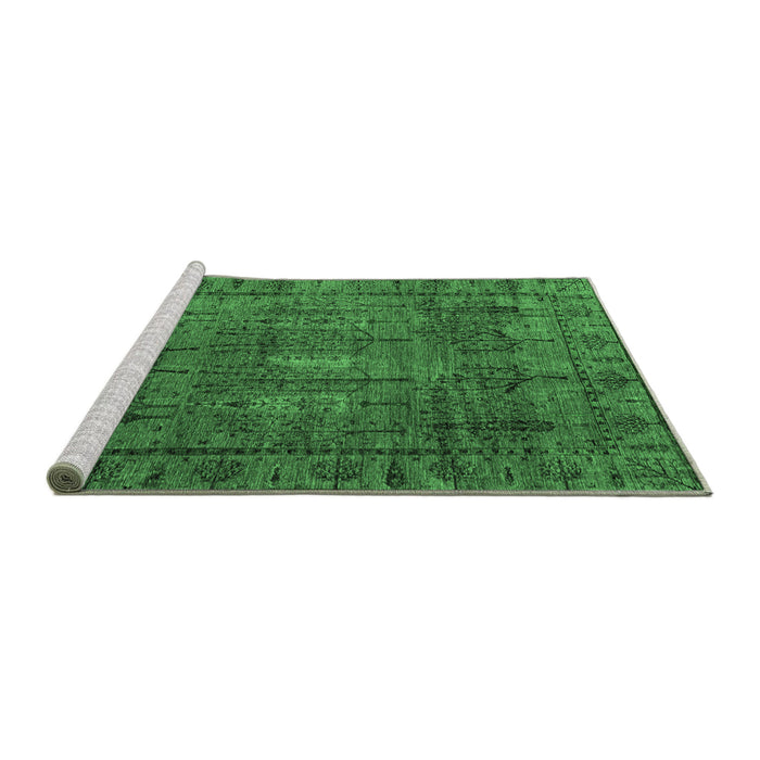 Sideview of Machine Washable Abstract Emerald Green Modern Area Rugs, wshabs4152emgrn